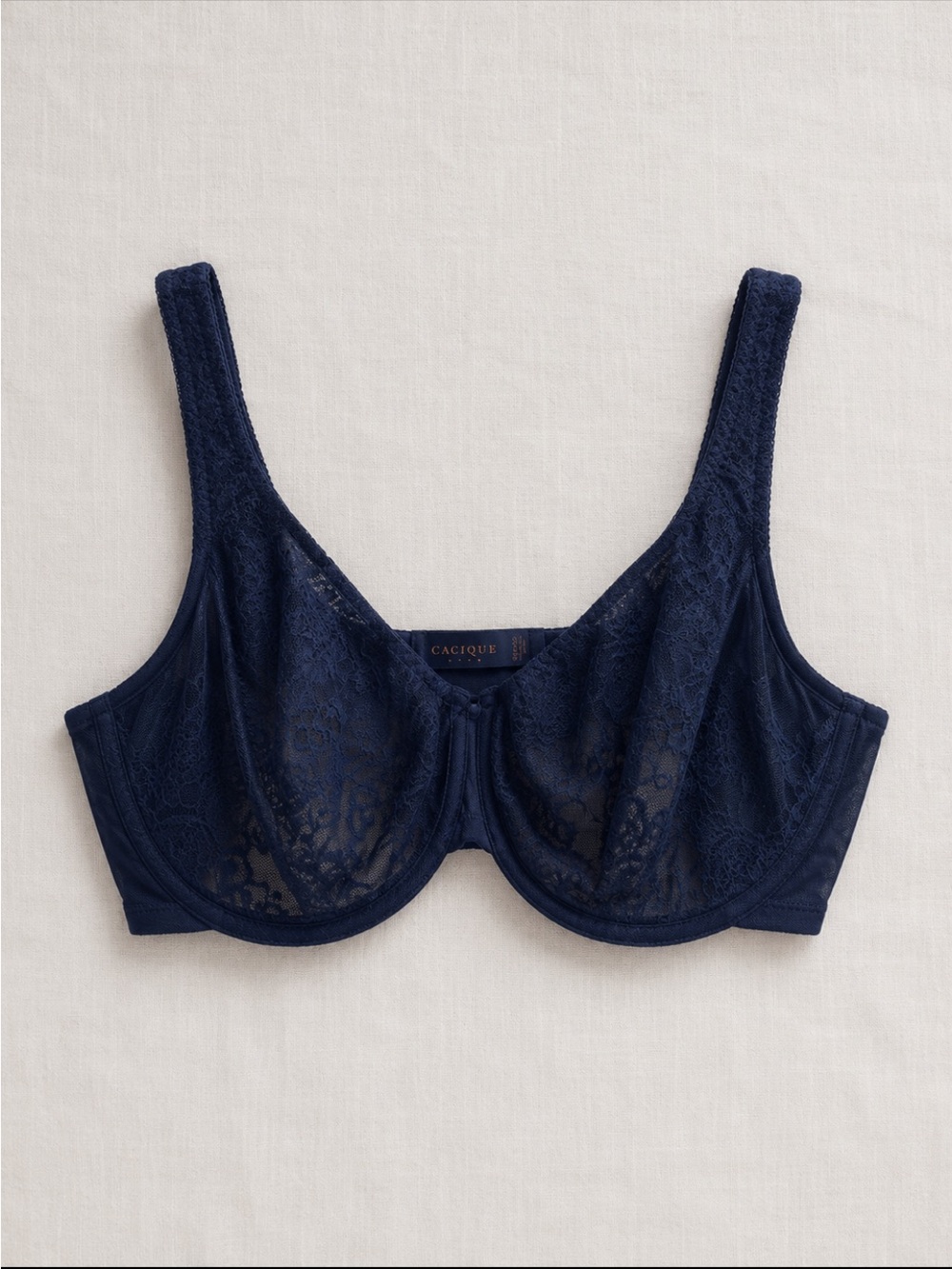 Cacique 38DDD Black Lace Underwire Bra Full Coverage Plus Size